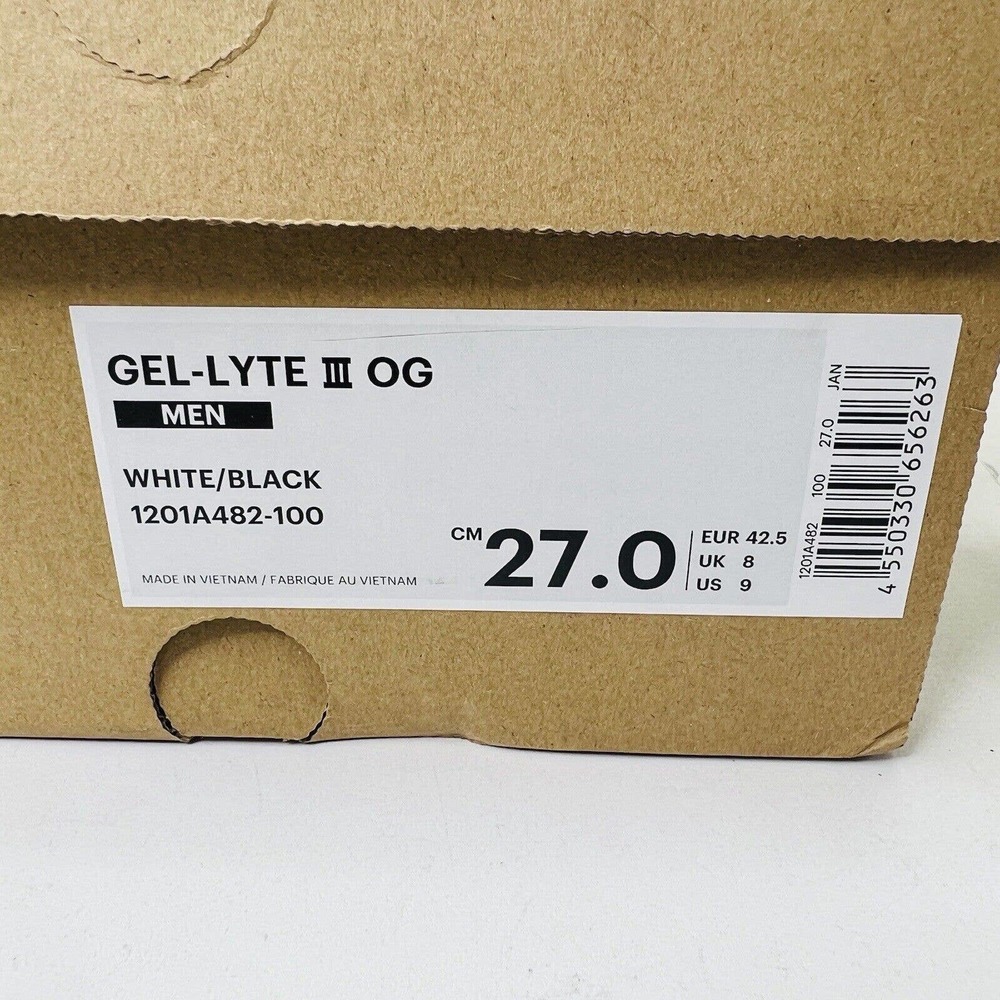 ASICS GEL-LYTE III OG 1201A482 100 White Black Men's‎ Size 9 - Picture 2 of 10